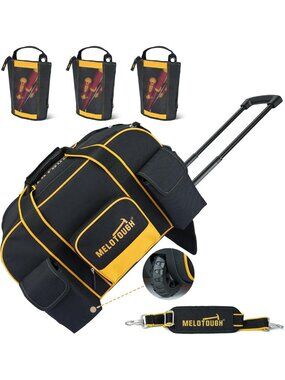 Heavy Duty Rolling Tool Bag Organizer with Telescoping Handle & Pouches, Large